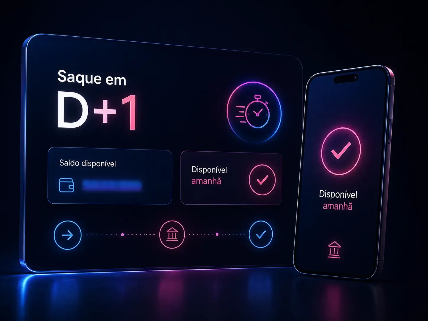 Saques em D+1 disponíveis no painel financeiro da EngagED