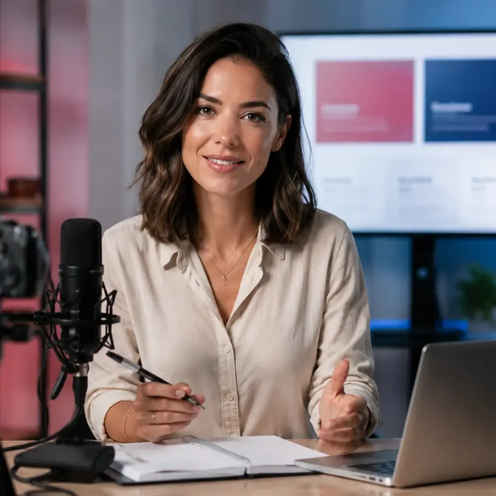 Produtor de cursos online em ambiente de criação de conteúdo