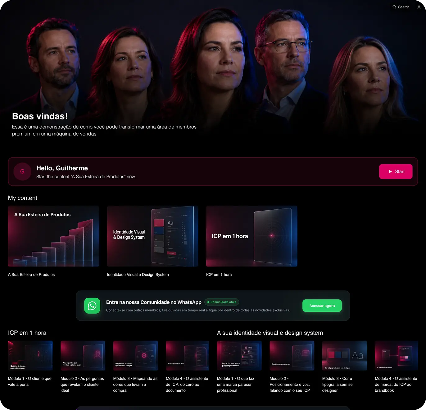 Plataforma EngagED rodando no navegador com identidade da marca cliente