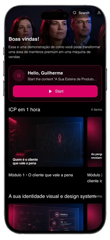 Aplicativo nativo EngagED no iPhone com a marca do cliente