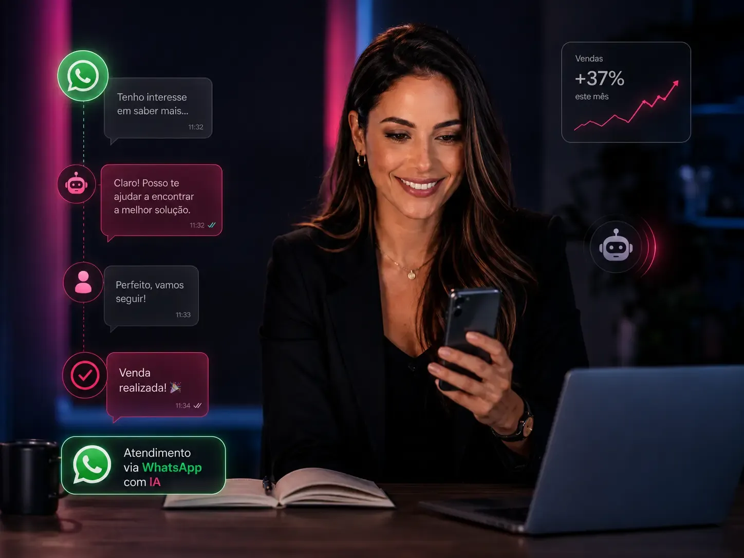 Conversa de WhatsApp entre lead e Agente de IA recuperando inscrição não finalizada