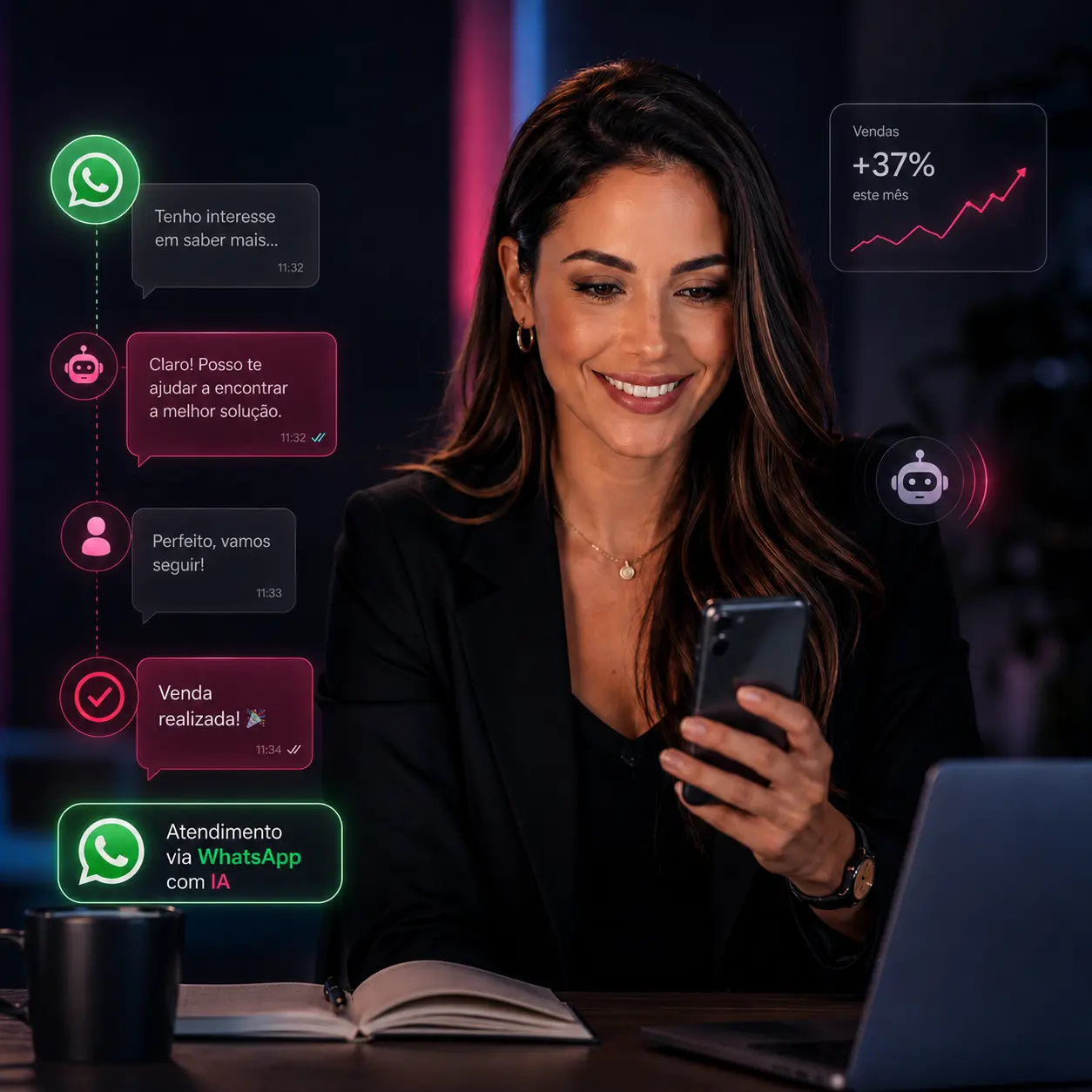 Conversa de WhatsApp entre lead e Agente de IA recuperando inscrição não finalizada